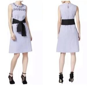 YYIGAL Embroidered Sleeveless Dress Size Medium Blue & White Striped